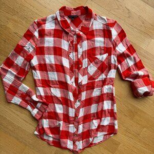 Staccato Red and White Checkered Button Down